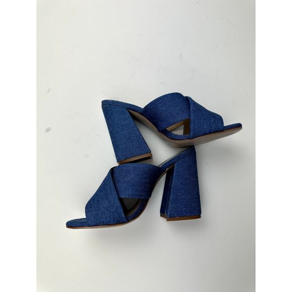 Schutz Denim Chunky Heels - Picture 1 of 5